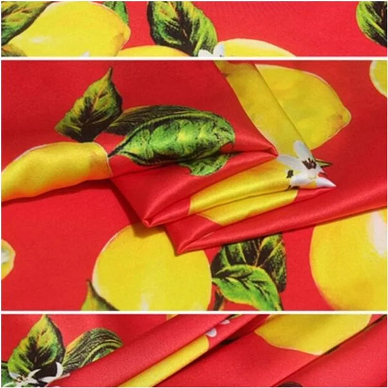 Сицилийский лимон цифровой струйный цвет шелковая ткань лето|satin fabric|silk satin