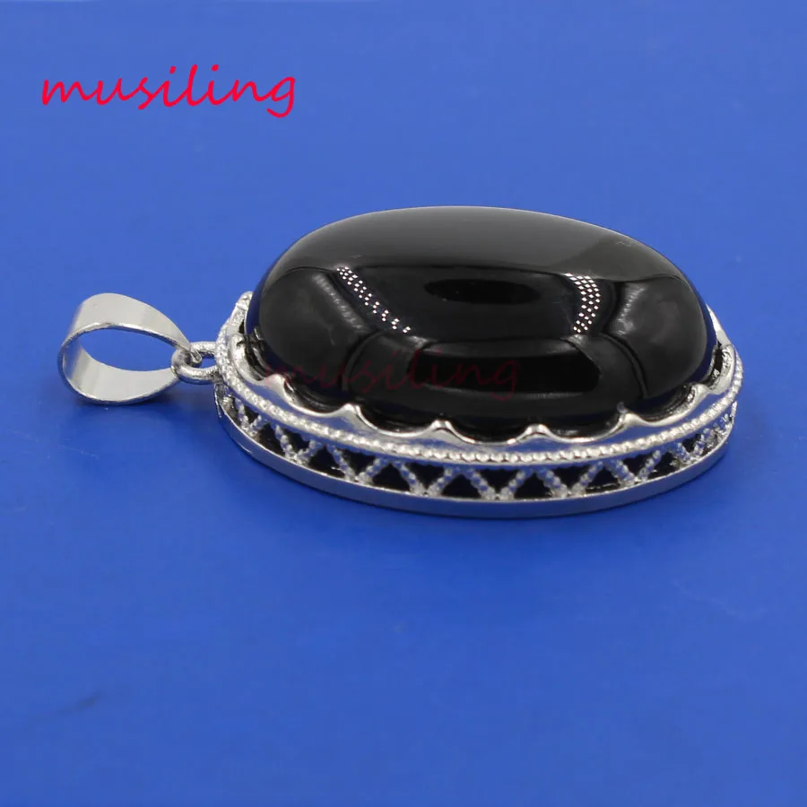 Натуральный овальный камень подвески ожерелье цепи с посеребренным покрытием