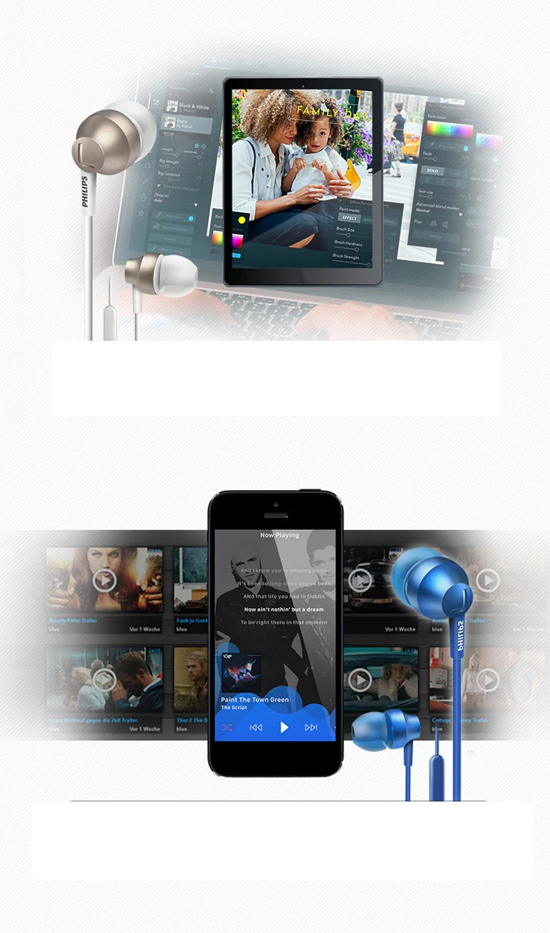 Philips SHE3855 проводное управление гарнитура поддержка Loptap/Ipad/с регулировкой громкости микрофона для samsung Galaxy 8 официальный тест