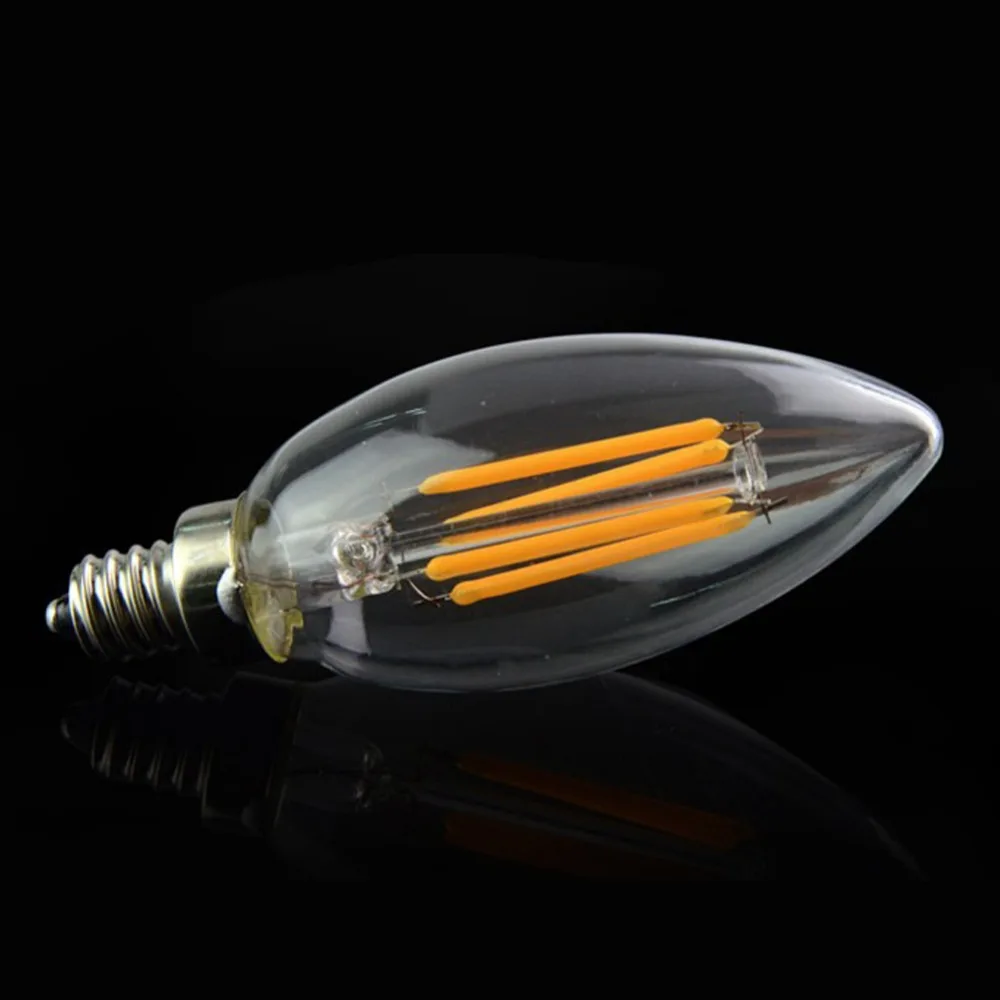COB лампы E14 E12 база 110 V 220 V лампы в форме свечи пламени, Lampada Bombillas лампа Эдисона Ретро светодиодный C35 4 W 8 W люстра холодный теплый свет