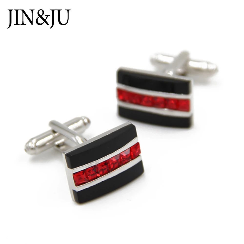 Запонки JIN & JU мужские с красными кристаллами ювелирные украшения для мужчин