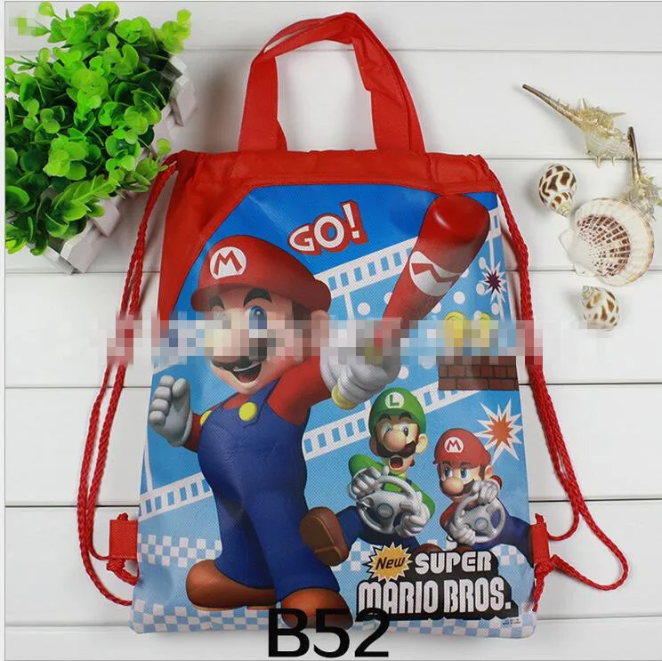 Supre Mario Bros, Нетканая сумка на шнурке, школьный рюкзак для мальчиков и девочек, мультяшная сумка Mario, Студенческая сумка для книг, детская школьная сумка, подарок - Цвет: D with handle