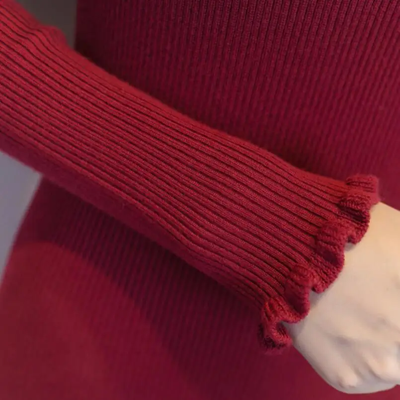 Женское трикотажное платье свитер с оборками на воротнике|knitted dress|sweater dressdress fashion