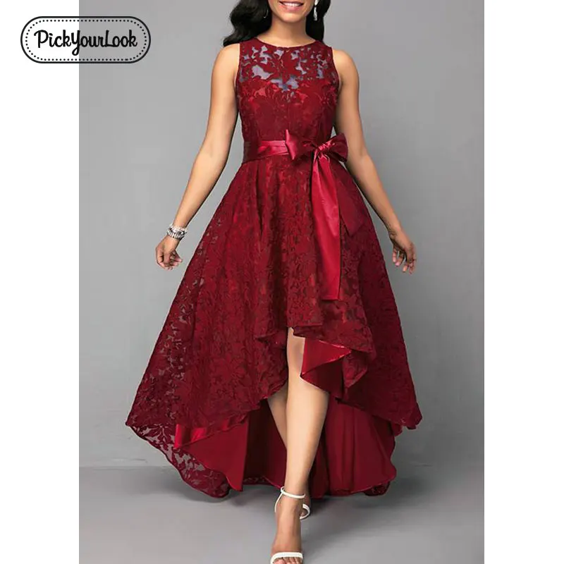 Pickyourlook 5XL женское платье размера плюс кружевное однотонное свадебное платье макси без рукавов Летнее женское платье большого размера