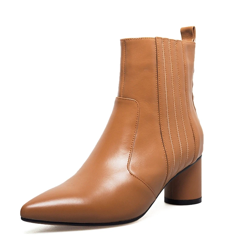 Модная обувь женская сезон весна ботинки на высоком каблуке Zapatos De Mujer кожаные из