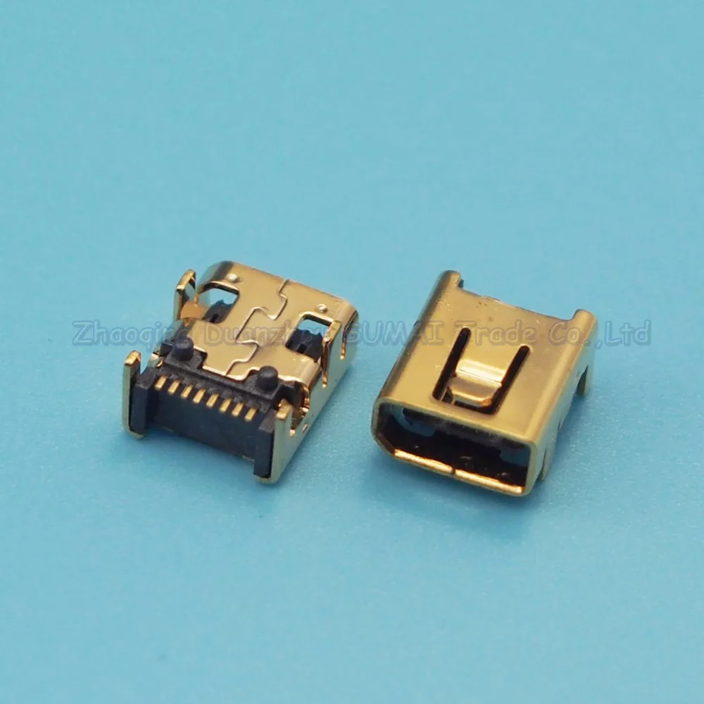 50 шт. позолоченный мини 8P USB Гнездовой разъем 4 DIP ножной зарядный порт для MP3/MP4 и т.