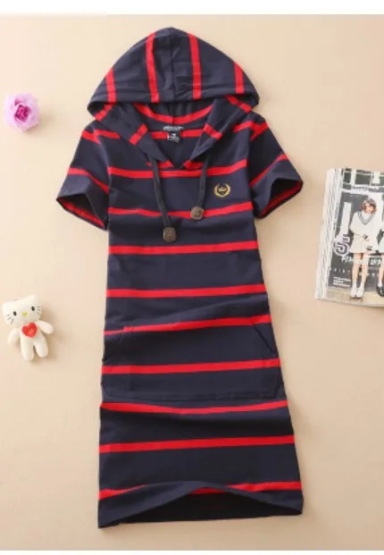 Зеленый Baharcelin 2XL 3XL Вышивка повседневные платья с капюшоном De Festa футболка Femme летние топы одежда платье в полоску Ete Vestidos - Цвет: Зеленый