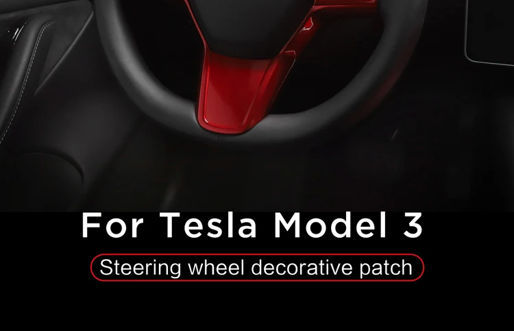 LUCKEASY Автомобильный руль декоративная заплатка для Tesla модель 3 ABS рулевое колесо аксессуары декоративная рамка патч красный/белый