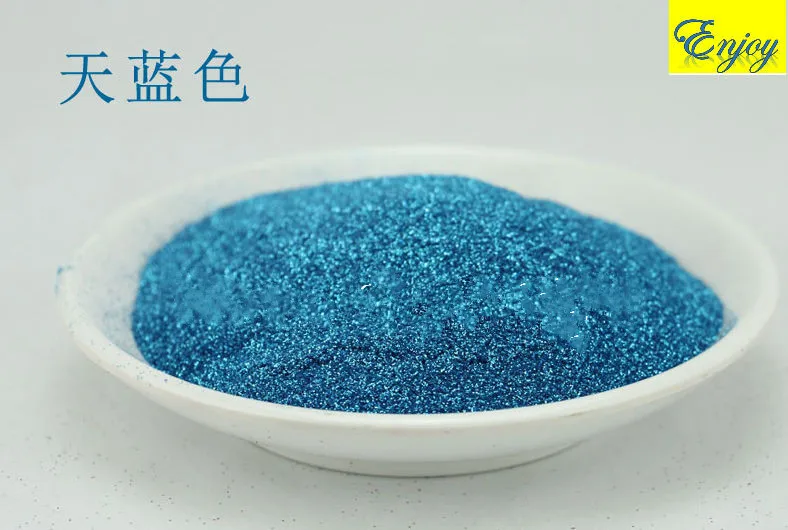 Обычная серия небесно голубой блестящий Пигмент Порошок для нейл арта флэш