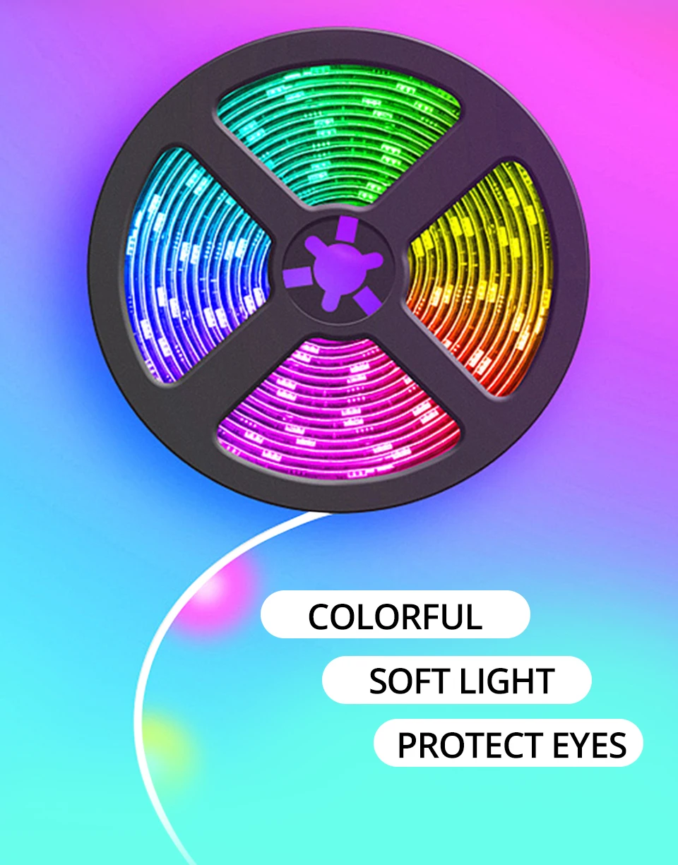 5 В USB RGB Светодиодная лента Диодная лента светильник с музыкальным датчиком дистанционного управления SMD 5050 60 светодиодный s/m 0,5 м 1 м 2 м 3 м 4 м 5 м ТВ ПК клавиатура подсветка