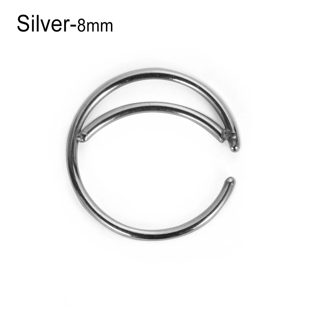 Silver 8mm 1 шт 8/10 мм модная нержавеющая сталь луна нос кольцо индийский Нос Кольца для пирсинга перегородки носа кольца для носа пирсинг малые ювелирные изделия аксессуары 5 цветов - Окраска металла: Silver 8mm