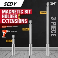 2021 3pcs 14 hex rod shank long handle screwdriver magnetic bit extensions rod 3 4 6 quick release holder tool drill bit