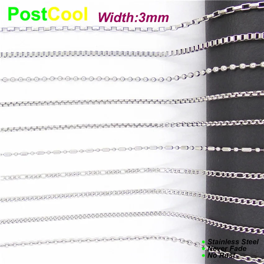 Ожерелье цепочка из нержавеющей стали диаметром 3 мм и длиной 16 18 20 24 28 32 36