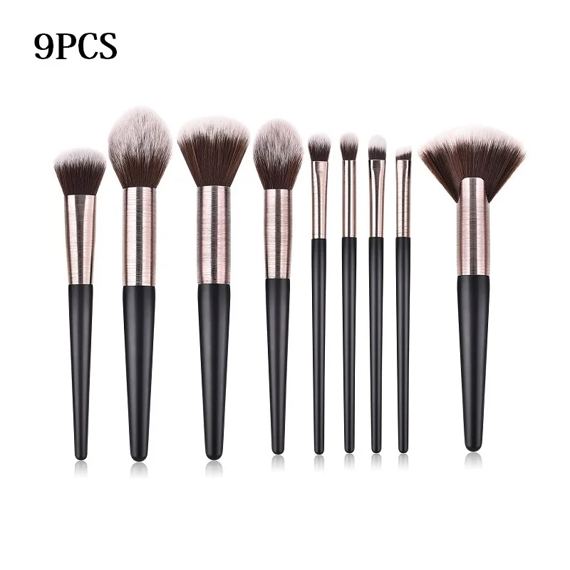 9pcs Pincel Maquillaje, набор кистей для макияжа, для тональной основы, пудры, румян, теней, консилера, подводки для глаз, Кисть для макияжа, косметика, набор для красоты - Handle Color: 9pcs