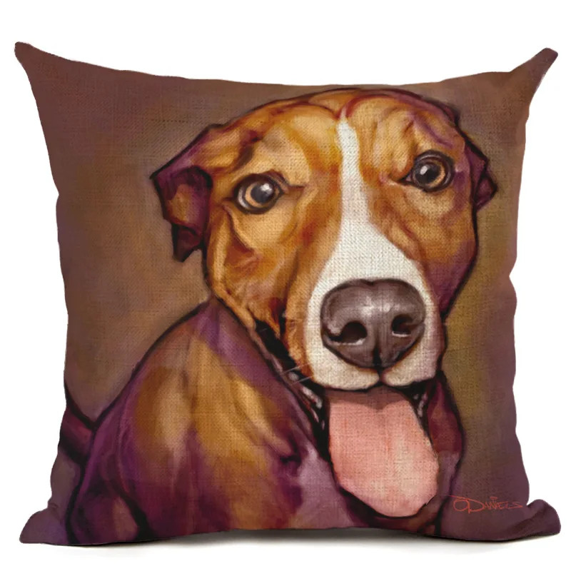 Cushion Cover Наволочка для подушки 45x45 см, декоративные подушки для дивана, гостиной, серии собак, офисные наволочки из хлопка и льна с принтом - Цвет: Cushion Cover