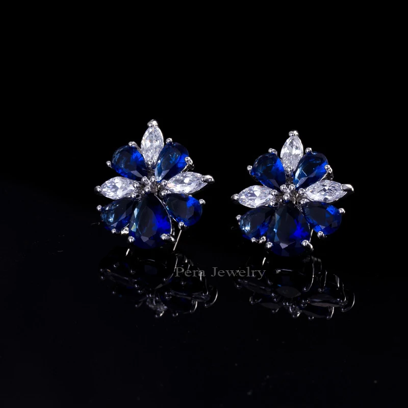 Pera хит продаж большой цветок кубический цирконий камень проложить серебряный