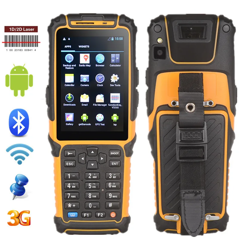 Android 5 1 + ip64 Wifi Bluetooth 3G GPS 1D и 2D сканер штрих кода камера RFID мобильный телефон|android
