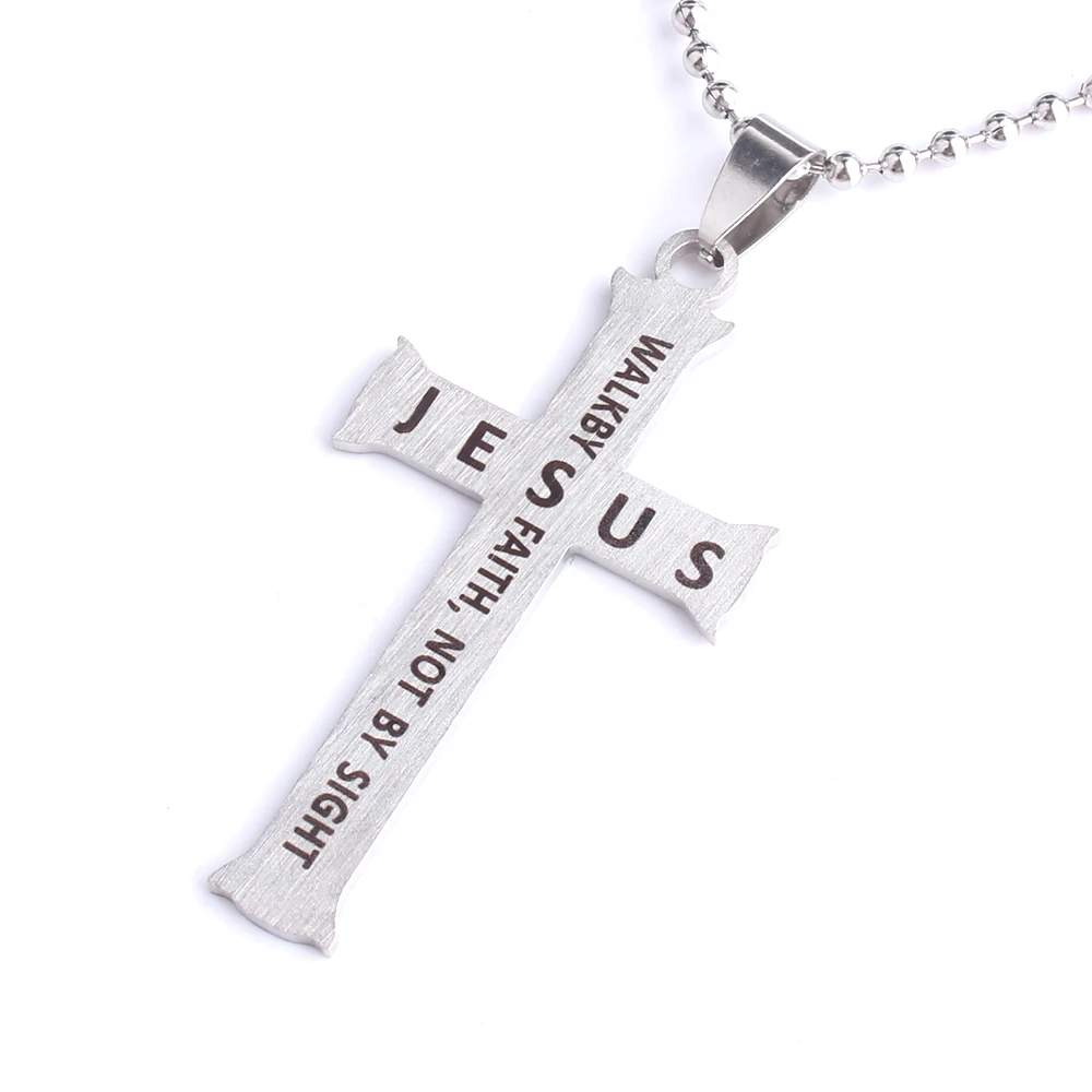 

JESUS pendant necklaces bead chain for men women 316L Stainless Steel wholesale