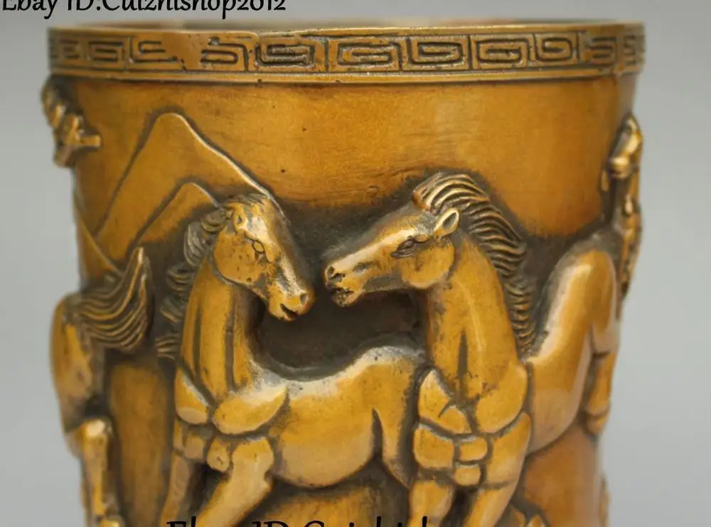 Бесплатная доставка китайские бронзовые конные Кони для бега ручка контейнер