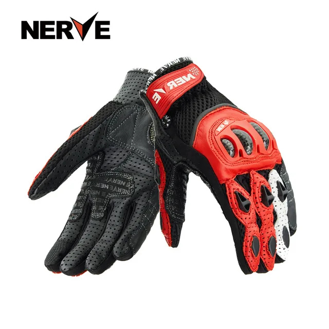 Men Motorcycle Gloves Outdoor Sports Full Finger Riding Protective Armor Real Leather Breathable gloves Touch screen carbon | Автомобили и