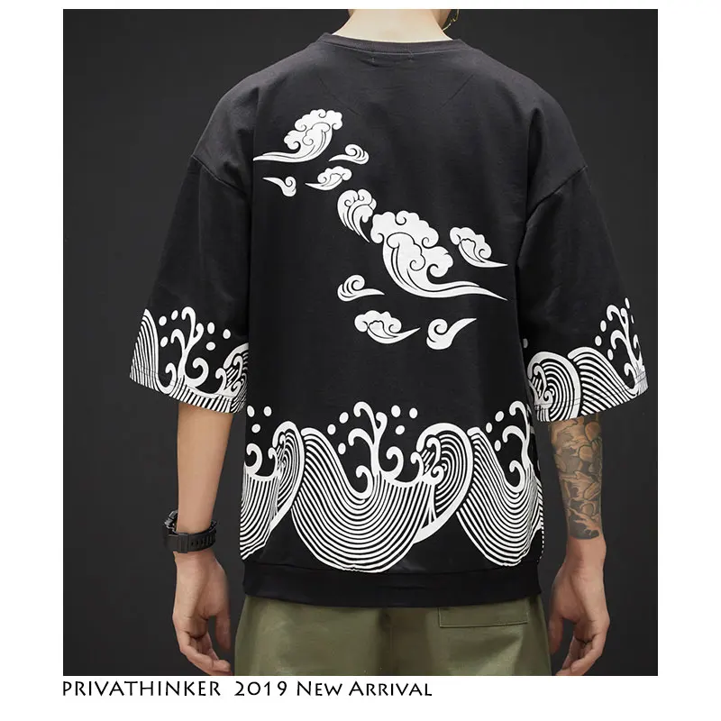 Privathinker Black Men Casual Shirts Summer Chinese Style 2019 Harajuku Oversized Korean Male Japanese | Мужская одежда