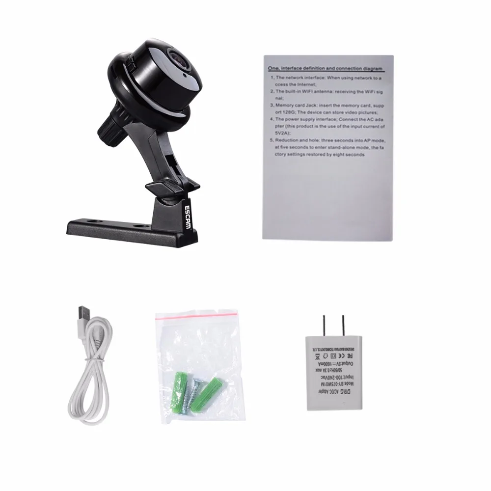 Escam Кнопка Q6 1MP HD 720 P мини WI-FI IP Камера Крытый Инфракрасный Ночное видение Onvif