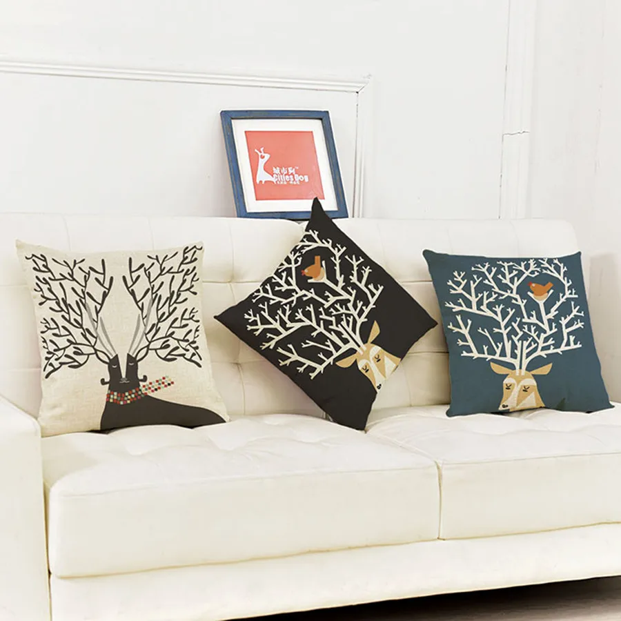 Подушка в виде головы оленя наволочка мультяшное животное украшение для дома