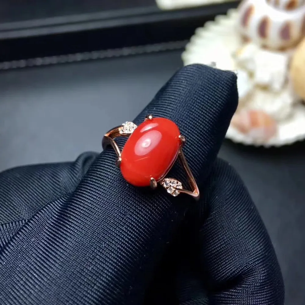 Натуральный кораллово-красное кольцо Бесплатная доставка натуральный красный