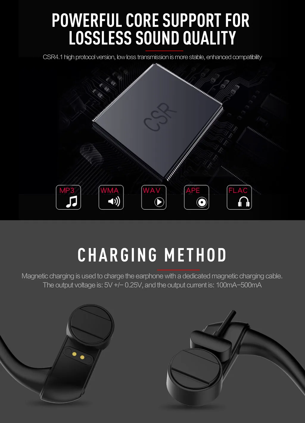 Bluetooth гарнитура 5 0 наушники с костной проводимостью влагостойкие спортивные