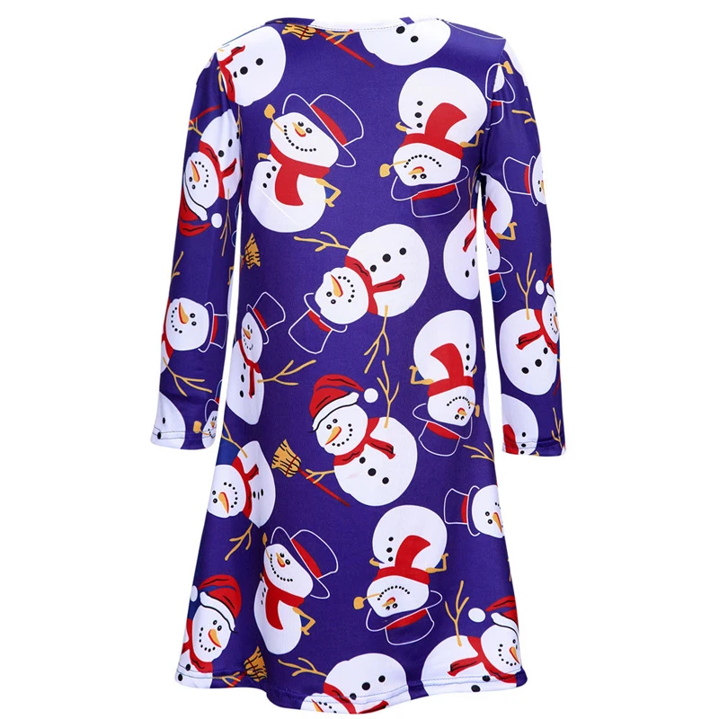 Детское рождественское платье модель 2016 года с длинным рукавом и рисунком