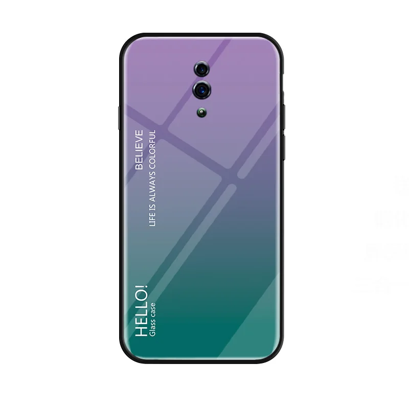 Для OPPO Reno чехол из закаленного стекла с градиентом мягкий силиконовый бампер