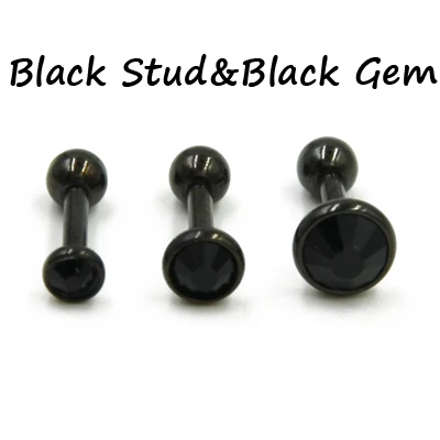 Black With Back Набор 3 шт., хирургическая сталь 316L, золотые, радужные, черные, ушные хрящи, трагус, спираль, пирсинг, Верхние Серьги-гвоздики, серьги-гвоздики, ювелирные изделия для тела - Окраска металла: Black With Back