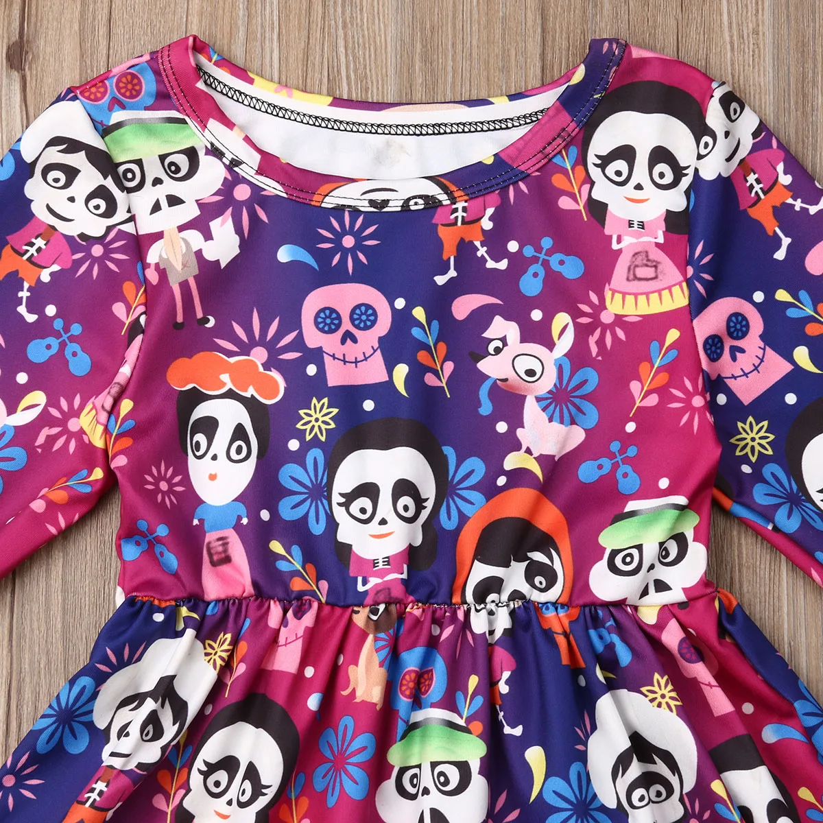 Halloween 1-6Y Toddler Kids Baby Girl Dress Cartoon Print Flared Sleeve Princess Party | Детская одежда и обувь