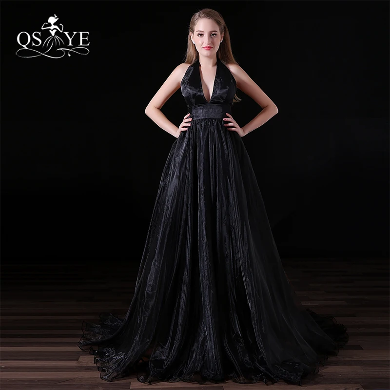 Винтажное черное Тюлевое длинное платье для выпускного вечера 2017 Robe de Soiree