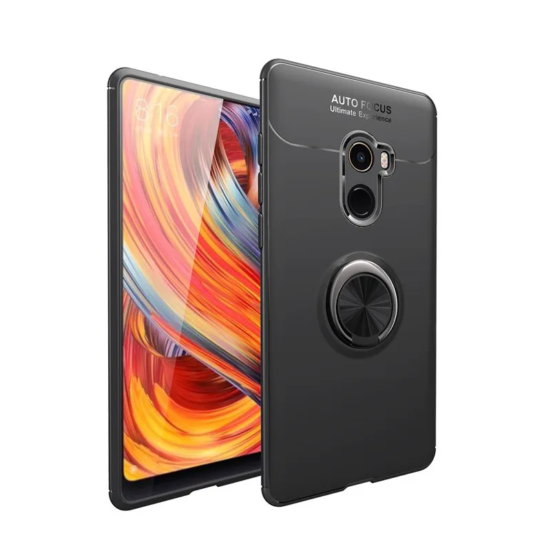 Черный Для Xiaomi mi Mix 2 Чехол, Модный деловой чехол с кольцом на палец, чехол для телефона, задняя крышка для Xiaomi mi x2 - Цвет: Черный