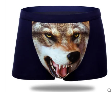 Хлопок волк underwear боксер мультфильм 3d трусы пениса чехол мужской трусы sheer мужские трусы смешные трусы бренд - Цвет: blue 2