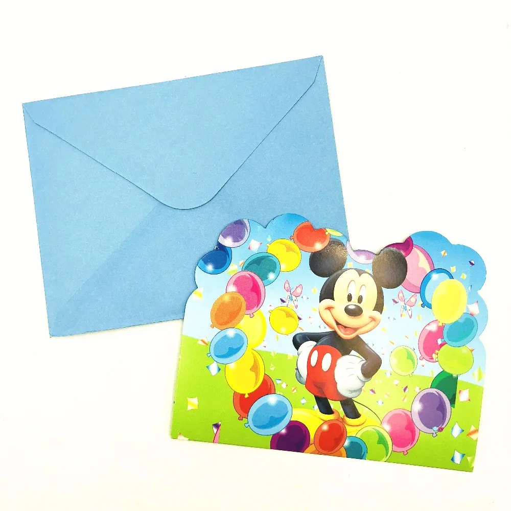 Mickey Mouse Theme Invitation Card Party decorations for kids Baby Happy Birthday wedding event party supplies | Дом и сад