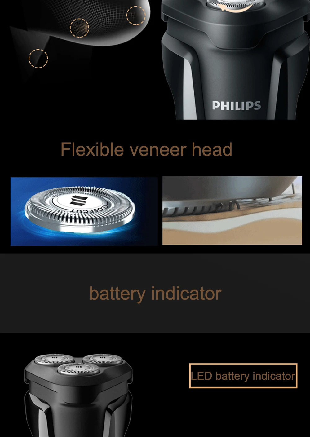 Philips электробритва S1010 роторный перезаряжаемый моющийся с тремя плавающими головками для мужчин триммер для бороды