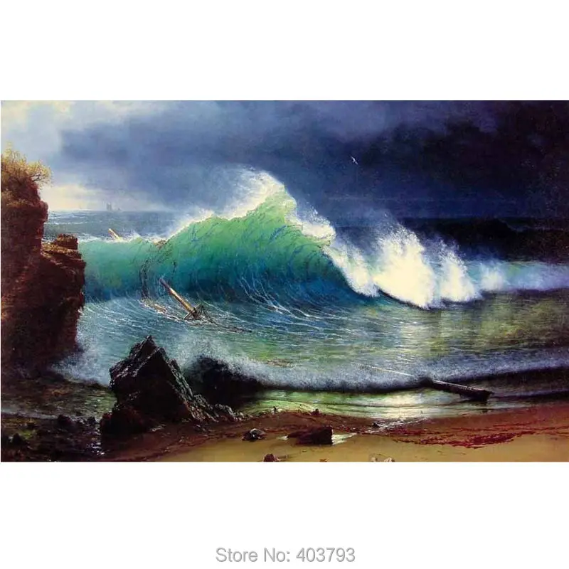 Ручная роспись маслом Морской пейзаж на берегу бирюзового моря и волн 24 &quotx 36&quot