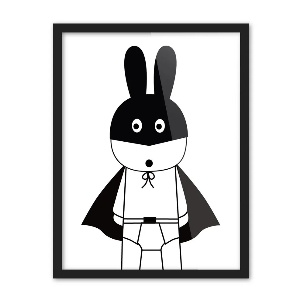 

Modern Minimalist Nordic Black White Kawaii Animals A4 Large Art Prints Poster Kids Room Home Decor Wall Picture Canvas Painting