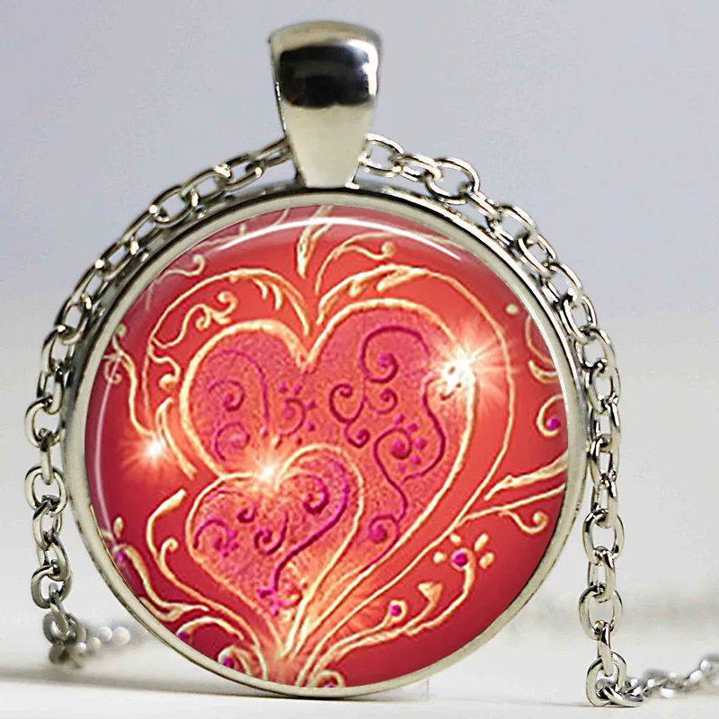 Кулон со стеклянной подвеской в виде сердца для женщин и девушек|heart necklace|valentine
