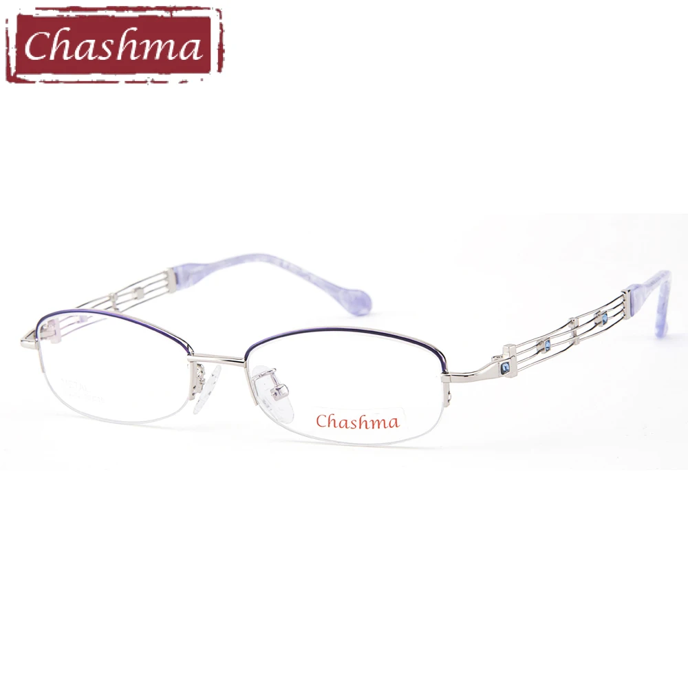 

Chashma Design Semi Rimmed Prescription Glasses Lentes Opticos Gafas Quality Pink Frames Light Eyeglasses Women Fashion Eyeglass