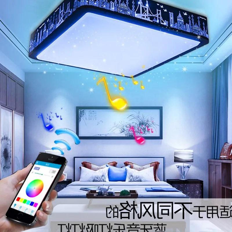 Современный потолочный светодиодный RGB светильник с динамиком и Bluetooth