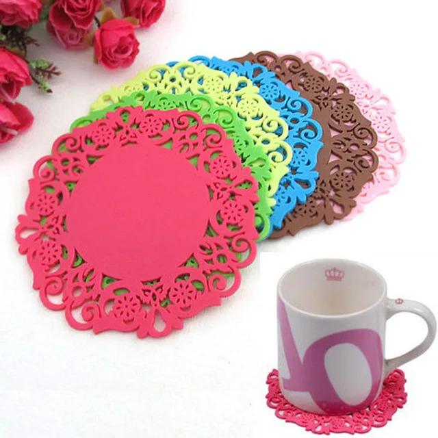 10 шт. нескользящий Силиконовый коврик в форме цветка|insulation pad|cup cushiondesign coasters |