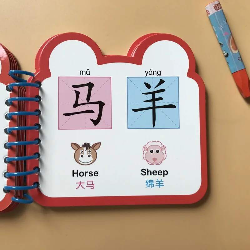 12 шт./компл. китайские и английские флеш карты Обучающие слова Pinyin Детские фото