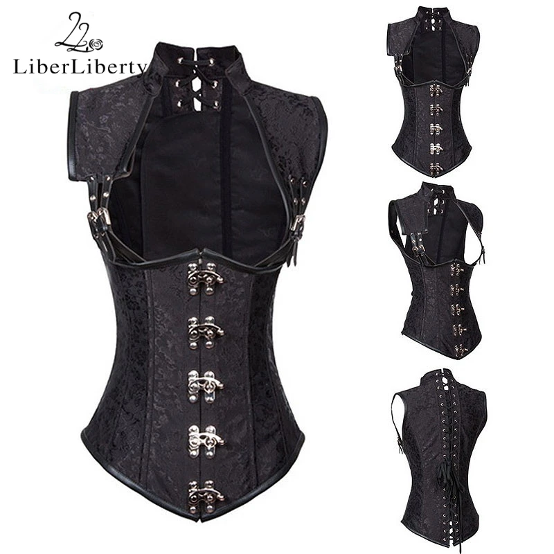 

Corsets And Bustiers Gothic Black Corset Patent Leather Waist Shaper Royal Court Underwear Ladies Slim Shapewear Body Corset