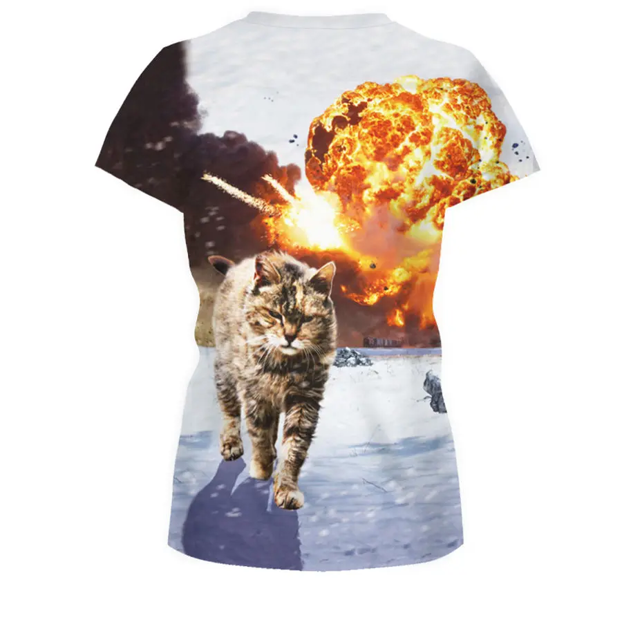 Женская быстросохнущая футболка ISTider брендовая Дизайнерская с 3D рисунком кота