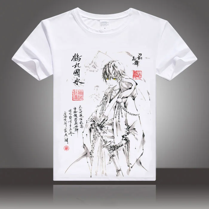 Аниме Touken Ranbu онлайн косплей футболка Izuminokamikanesada Mikazuki Munechika Мужская чернильная