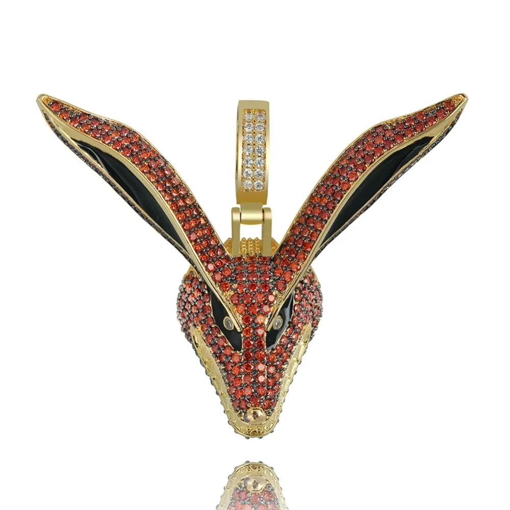 GUCY New Fox Pendant Necklace Iced Out Micro Pave Cubic Zirconia Stones Hip Hop Pendants &amp Necklaces for Men Women | Украшения и
