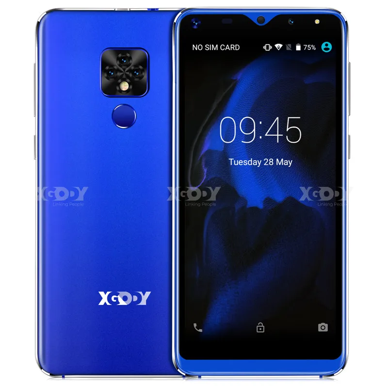Синий Xgody mate 20 мини мобильный телефон Android 9,0 2500 мАч мобильный телефон четырехъядерный 1 Гб+ 16 Гб 5,5 дюймов 18:9 экран Двойная камера 3g смартфон - Цвет: Синий